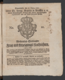 Wochentlich-Stettinische Frag- und Anzeigungs-Nachrichten. 1770 No. 21 + Anhang