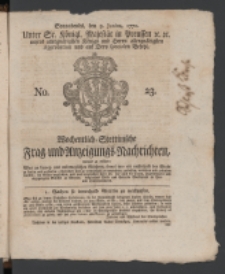 Wochentlich-Stettinische Frag- und Anzeigungs-Nachrichten. 1770 No. 23 + Anhang