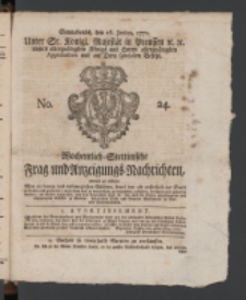 Wochentlich-Stettinische Frag- und Anzeigungs-Nachrichten. 1770 No. 24 + Anhang