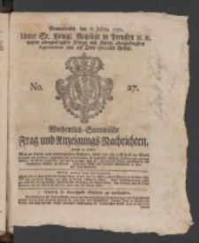 Wochentlich-Stettinische Frag- und Anzeigungs-Nachrichten. 1770 No. 27 + Anhang