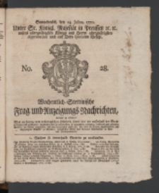 Wochentlich-Stettinische Frag- und Anzeigungs-Nachrichten. 1770 No. 28 + Anhang