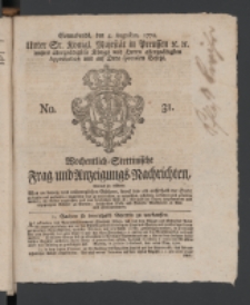 Wochentlich-Stettinische Frag- und Anzeigungs-Nachrichten. 1770 No. 31 + Anhang