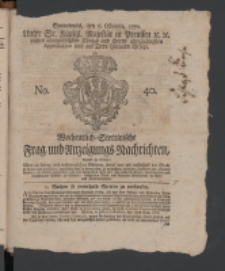 Wochentlich-Stettinische Frag- und Anzeigungs-Nachrichten. 1770 No. 40 + Anhang