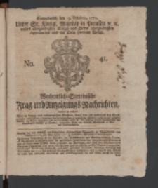 Wochentlich-Stettinische Frag- und Anzeigungs-Nachrichten. 1770 No. 41 + Anhang