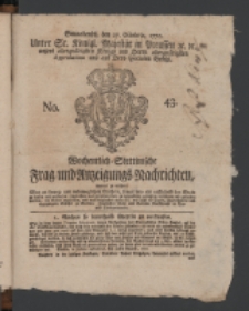 Wochentlich-Stettinische Frag- und Anzeigungs-Nachrichten. 1770 No. 43 + Anhang