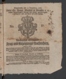 Wochentlich-Stettinische Frag- und Anzeigungs-Nachrichten. 1770 No. 51 + Anhang