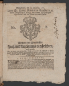 Wochentlich-Stettinische Frag- und Anzeigungs-Nachrichten. 1771 No. 2 + Anhang