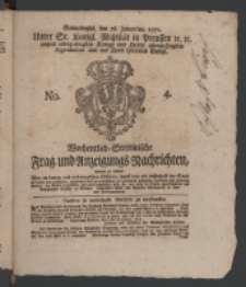 Wochentlich-Stettinische Frag- und Anzeigungs-Nachrichten. 1771 No. 4 + Anhang