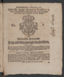 Wochentlich-Stettinische Frag- und Anzeigungs-Nachrichten. 1771 No. 4 + Anhang