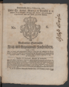 Wochentlich-Stettinische Frag- und Anzeigungs-Nachrichten. 1771 No. 6 + Anhang