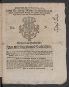 Wochentlich-Stettinische Frag- und Anzeigungs-Nachrichten. 1771 No. 7 + Anhang