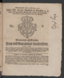 Wochentlich-Stettinische Frag- und Anzeigungs-Nachrichten. 1771 No. 9 + Anhang