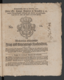 Wochentlich-Stettinische Frag- und Anzeigungs-Nachrichten. 1771 No. 12 + Anhang