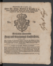 Wochentlich-Stettinische Frag- und Anzeigungs-Nachrichten. 1771 No. 14 + Anhang