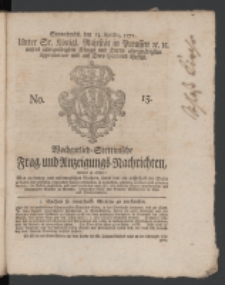 Wochentlich-Stettinische Frag- und Anzeigungs-Nachrichten. 1771 No.15 + Anhang