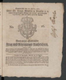 Wochentlich-Stettinische Frag- und Anzeigungs-Nachrichten. 1771 No.16 + Anhang