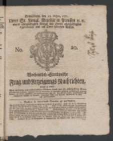 Wochentlich-Stettinische Frag- und Anzeigungs-Nachrichten. 1771 No. 20 + Anhang