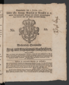Wochentlich-Stettinische Frag- und Anzeigungs-Nachrichten. 1771 No. 22 + Anhang