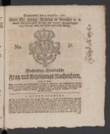 Wochentlich-Stettinische Frag- und Anzeigungs-Nachrichten. 1771 No.31 + Anhang
