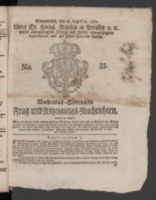 Wochentlich-Stettinische Frag- und Anzeigungs-Nachrichten. 1771 No.33 + Anhang