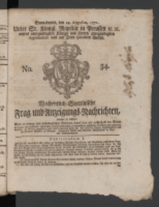 Wochentlich-Stettinische Frag- und Anzeigungs-Nachrichten. 1771 No.34 + Anhang