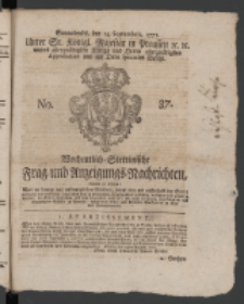 Wochentlich-Stettinische Frag- und Anzeigungs-Nachrichten. 1771 No.37 + Anhang