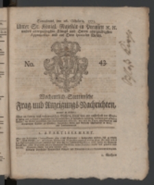 Wochentlich-Stettinische Frag- und Anzeigungs-Nachrichten. 1771 No.43 + Anhang