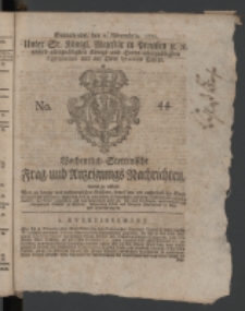 Wochentlich-Stettinische Frag- und Anzeigungs-Nachrichten. 1771 No.44 + Anhang