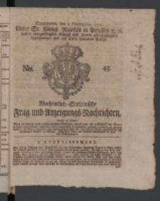 Wochentlich-Stettinische Frag- und Anzeigungs-Nachrichten. 1771 No.45 + Anhang