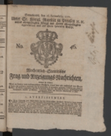 Wochentlich-Stettinische Frag- und Anzeigungs-Nachrichten. 1771 No.46 + Anhang