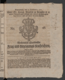 Wochentlich-Stettinische Frag- und Anzeigungs-Nachrichten. 1771 No.48 + Anhang