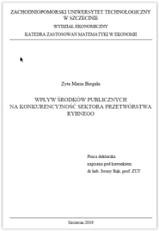 Wpływ środk&oacute;w publicznych na konkurencyjność sektora przetw&oacute;rstwa rybnego