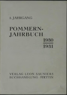 Pommern Jahrbuch. 1930-1931