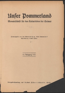 Unser Pommerland. 1931