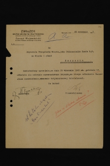 Pismo Związku Byłych Więźniów Politycznych Niemieckich Obozów Koncentracyjnych i Więzień skierowane do prezydenta Szczecina Piotra Zaremby