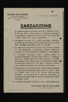 Zarządzenie prezydenta Szczecina Piotra Zaremby dotyczące chowania zmarłych