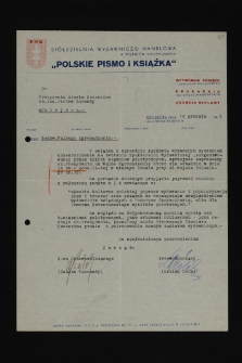 Zaproszenie na zebranie Spółdzielni Wydawniczo Handlowej "Polskie Pismo i Książka" dla prezydenta Szczecina Piotra Zaremby