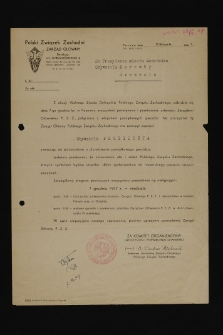 Zaproszenie Polskiego Związku Zachodniego dla prezydenta Szczecina Piotra Zaremby na uroczystość poświęcenia i przekazania sztandaru