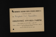 Zaproszenie Biura Konstrukcyjnego i Państwowej Fabryki Sztucznego Jedwabiu nr 4