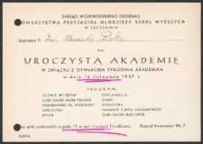 Zaproszenie Zarządu Wojewódzkiego Oddziału Towarzystwa Przyjaciół Młodzieży Szkół Wyższych dla prezydenta Szczecina Piotra Zaremby na otwarcie Tygodnia Akademika