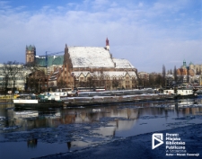 Barki przy Nabrzeżu Wiecleckim zimą, Szczecin '00