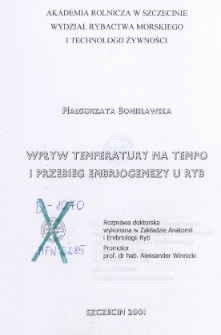 Wpływ temperatury na tempo i przebieg embriogenezy u ryb