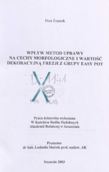 Wpływ metod uprawy na cechy morfologiczne i wartość dekoracyjną frezji z grupy Easy Pot