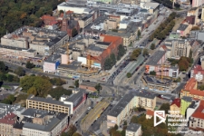 Budowy biurowców przy al. Niepodległości, zdjęcie lotnicze, Szczecin '11
