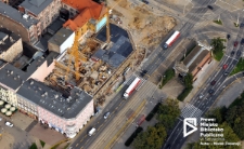 Budowa biurowca Brama Portowa II, zdjęcie lotnicze, Szczecin '11