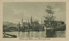 Blick auf Stettin mit Bahnhofsbrücke