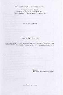 Zastosowanie teorii Bitter'a do opisu zużycia abrazyjnego ferrytycznych stop&oacute;w typu Fe-Cr-C w temperaturze 450&deg; C