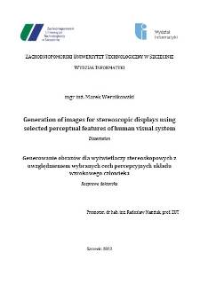 Generation of images for stereoscopic displays using selected perceptual features of human visual system : dissertation