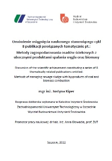 Metody zagospodarowania osadów ściekowych z ubocznymi produktami spalania węgla oraz biomasy : omówienie osiągnięcia naukowego stanowiącego cykl 8 publikacji powiązanych tematycznie = Methods of managing sewage sludge with by-products of coal and biomass combustion : discussion of the scientific achievement constituting a series of 8 thematically related publications