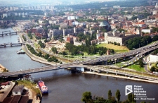 Trasa Zamkowa: ślimacznice nad brzegiem rzeki Odry, podzamcze, zdjęcie lotnicze, Szczecin '00